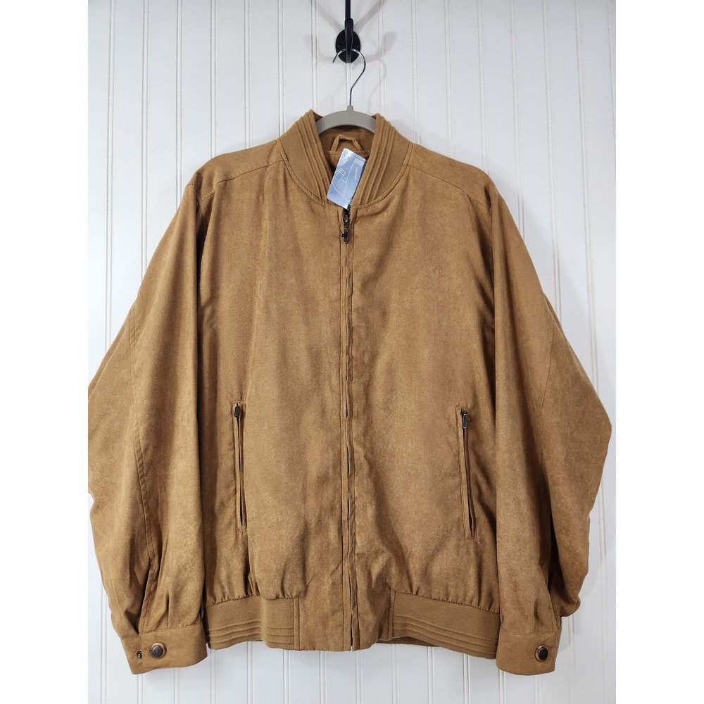 NEW Outline Men Sueded Bomber Jacket Tan Camel Water Resistant Full Zip Outdoor